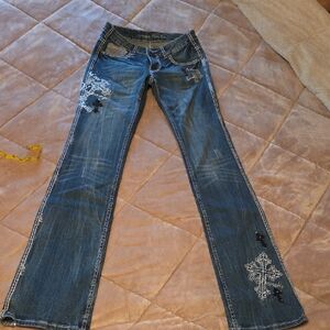 Cowgirl Tuff 29 X 37 Women's Blue Cross Embroidered Jeans